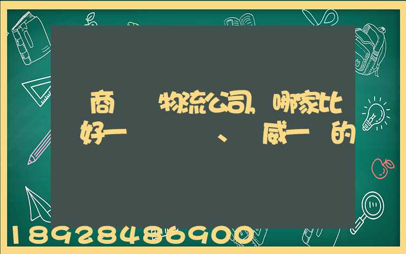 電商倉儲物流公司,哪家比較好一點、權威一點的
